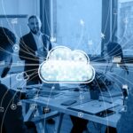 A dynamic digital illustration featuring a glowing cloud network connected to multiple server nodes and gear icons, symbolizing scalability. The text overlay reads "Hire Cloud-Native Backend Engineers" with a prominent "US" badge. The image represents the need for skilled US-based Backend Engineers specializing in microservices and Kubernetes.