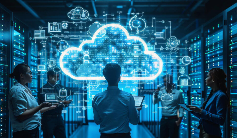 IT team managing Enterprise Cloud servers and data flow in a US-based data center