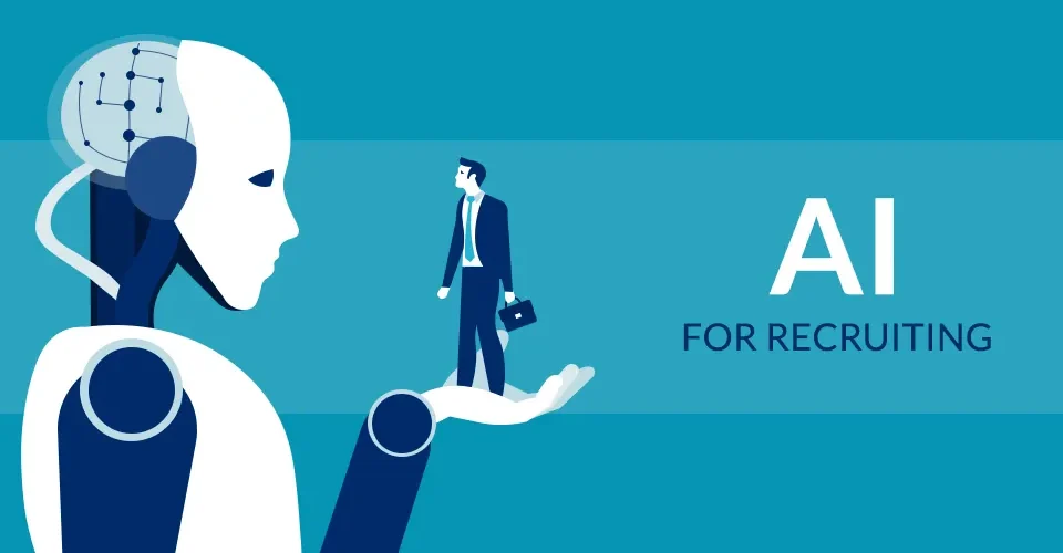 A futuristic digital illustration featuring a glowing human brain interconnected with neural networks, data streams, and machine learning pipelines. Robotic arms and coding interfaces surround the brain, symbolizing the fusion of human intelligence with automation. Overlaid text reads "How to Recruit Engineers for AI-Powered Applications." The image represents the strategic approach needed to attract top talent specializing in AI-Powered development.