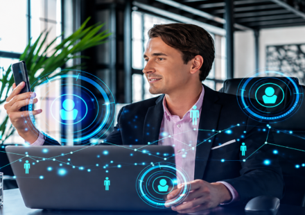 Futuristic HR dashboard with AI recruitment tools and diverse tech talent pools, showcasing the Future of Technical Recruitment across US cities