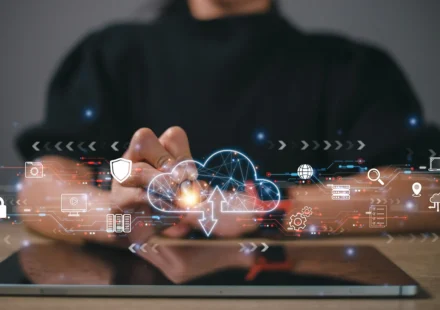 US-based tech recruiter searching for cloud engineering talent on a digital platform with cloud icons and candidate profiles, targeting the Best Cloud Engineers in the market