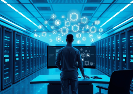 A high-tech illustration featuring a Kubernetes cluster architecture with multiple interconnected nodes, load balancers, and failover mechanisms arranged in a resilient, fault-tolerant configuration. A glowing shield and heartbeat monitor symbolize high-availability and continuous uptime. A recruiter's silhouette holds a compass pointing toward the cluster, while overlaid text reads "Finding Kubernetes Talent for High-Availability Systems." The image represents the critical mission of sourcing Kubernetes Talent capable of building zero-downtime infrastructure.