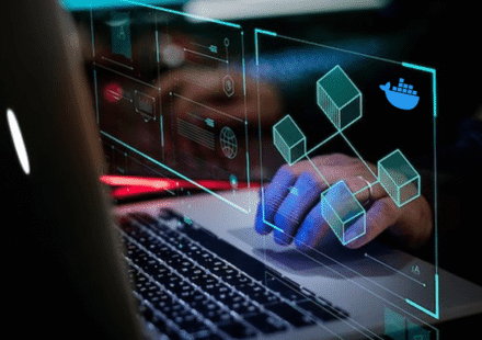An illustration featuring a Docker container icon at the center, with modular building blocks stacking seamlessly around it to form a complete application infrastructure. A human hand carefully places a puzzle piece labeled "Docker" into the larger engineering team puzzle, surrounded by symbols of collaboration, deployment speed, and environment consistency. Overlaid text reads "Why Docker Experience Matters When Building Modern Engineering Teams." The image powerfully conveys that Docker Experience Matters for creating efficient, scalable, and collaborative engineering organizations.