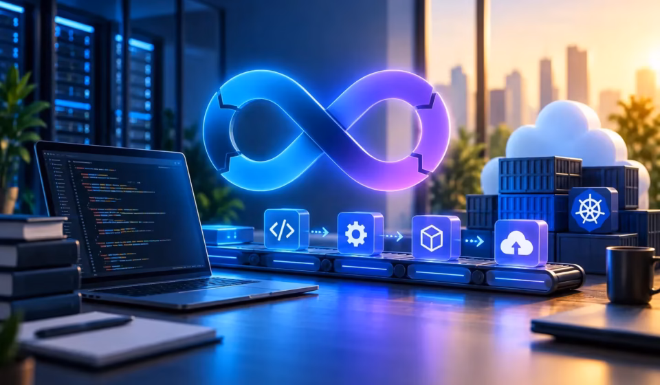 Infographic showing how strong DevOps skills like CI/CD, automation, cloud management, and monitoring accelerate software delivery speed and reduce deployment failures.
